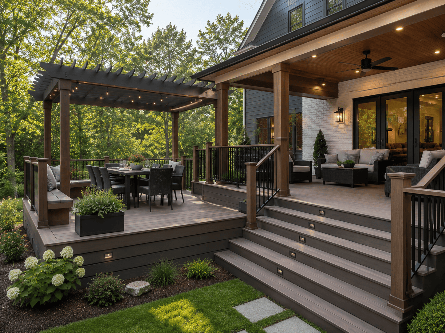 Covered deck with pergola in Benton Harbor, MI