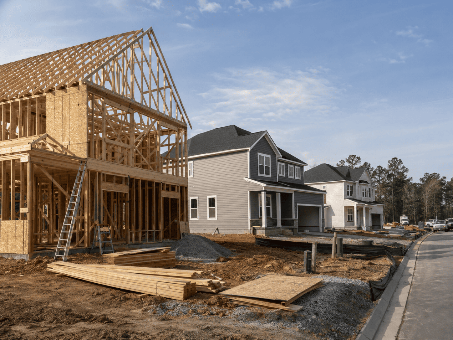 New home framing under construction in Benton Harbor, MI