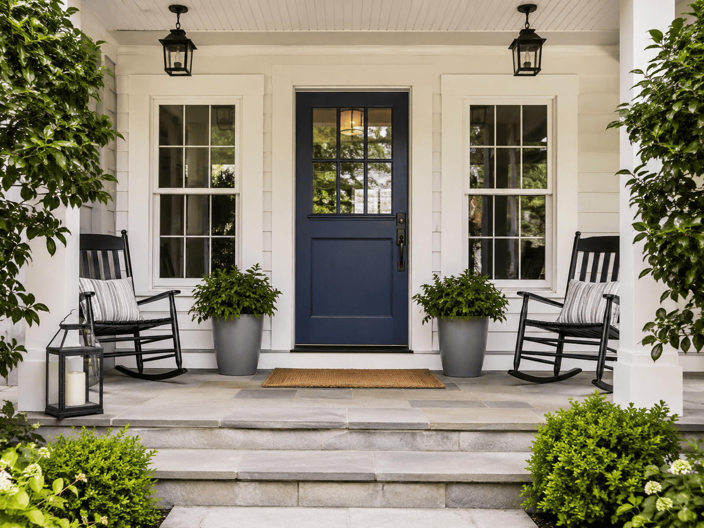 Front porch with new door installation in Benton Harbor, MI