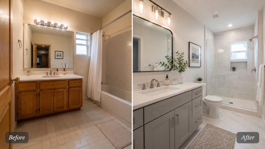 Bathroom remodel with vanity and shower in Benton Harbor, MI