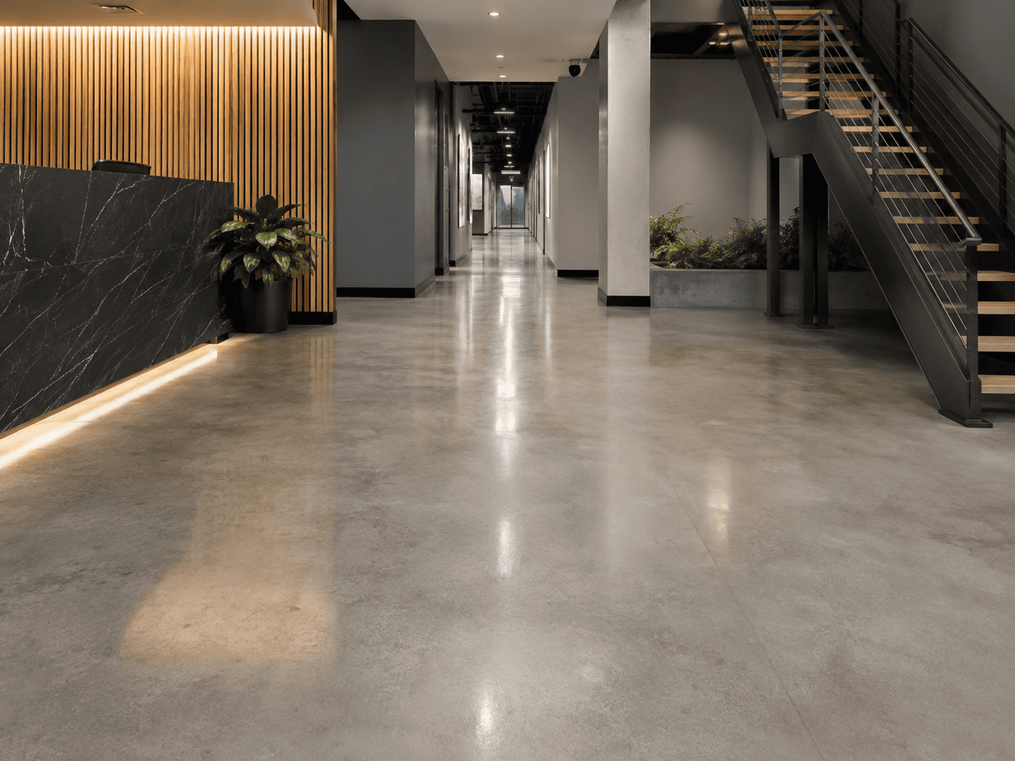 Polished concrete flooring installation in Benton Harbor, MI