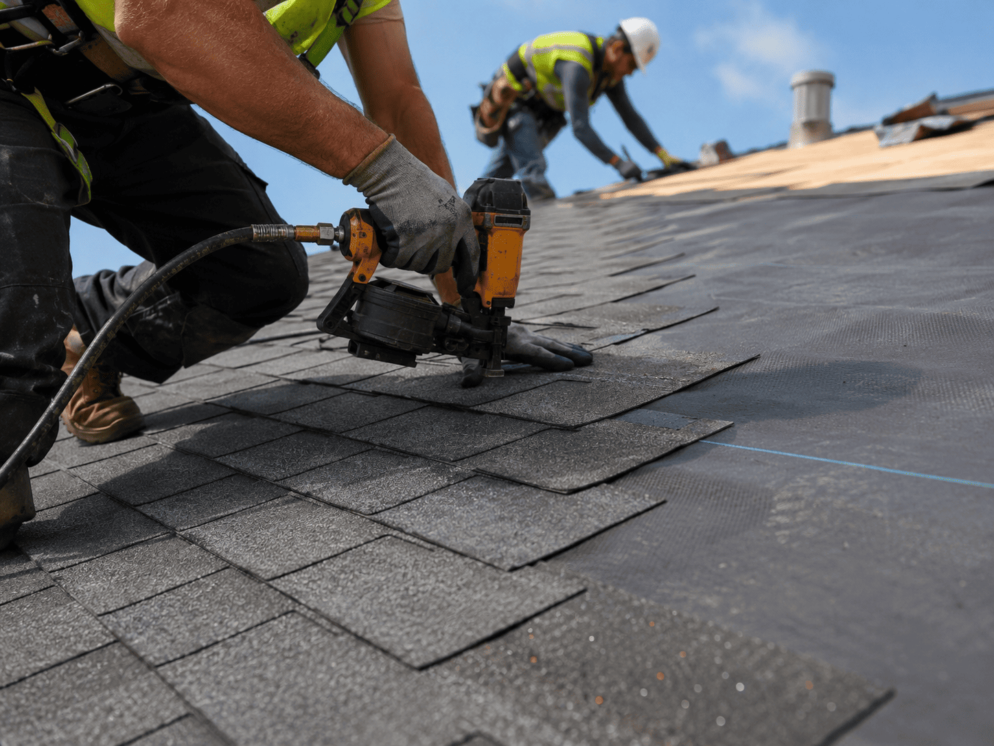 Close-up of roof shingle installation in Benton Harbor, MI