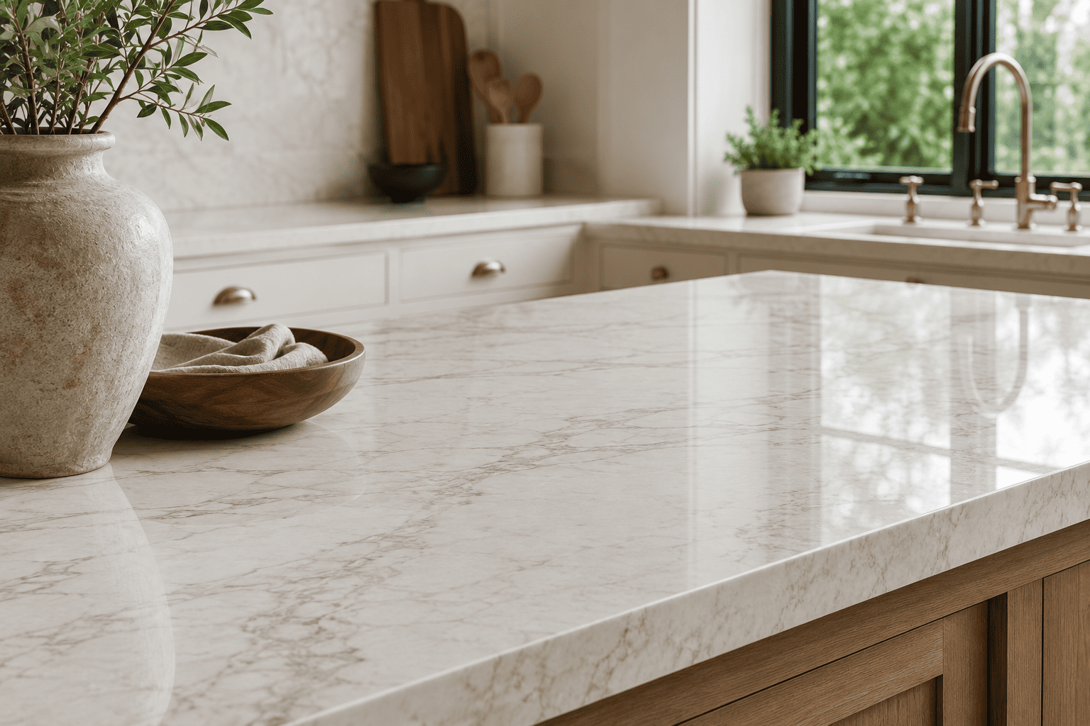 Marble countertop detail from a kitchen remodel in Benton Harbor, MI