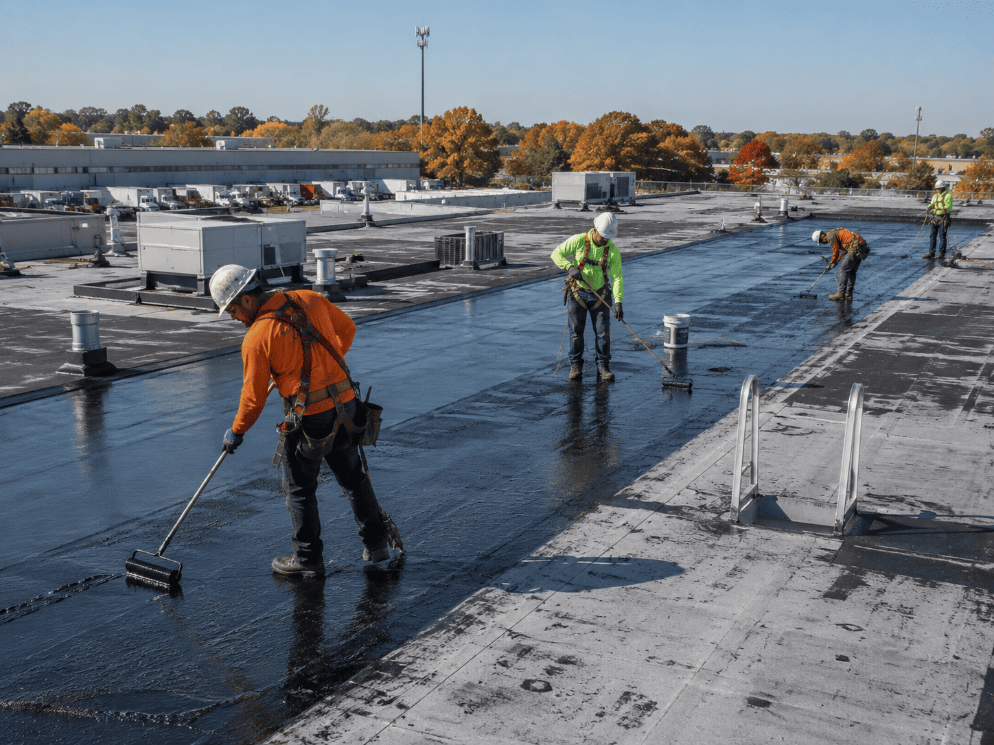 Commercial flat roof installation in Benton Harbor, MI