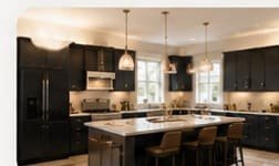 Kitchen remodel with dark cabinets and island in Benton Harbor, MI